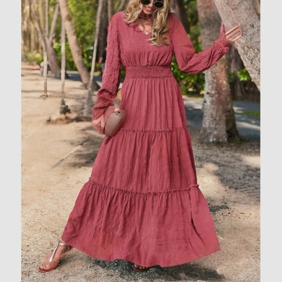 Boho ruffle hem fall dress - Picture 10 of 16